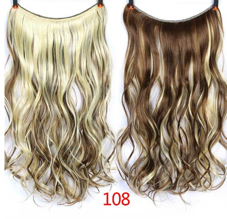 24" Invisible Wire No Clips In Hair Extensions Secret Fish Line Hairpieces Synthetic Straight Wavy Hair Extensions