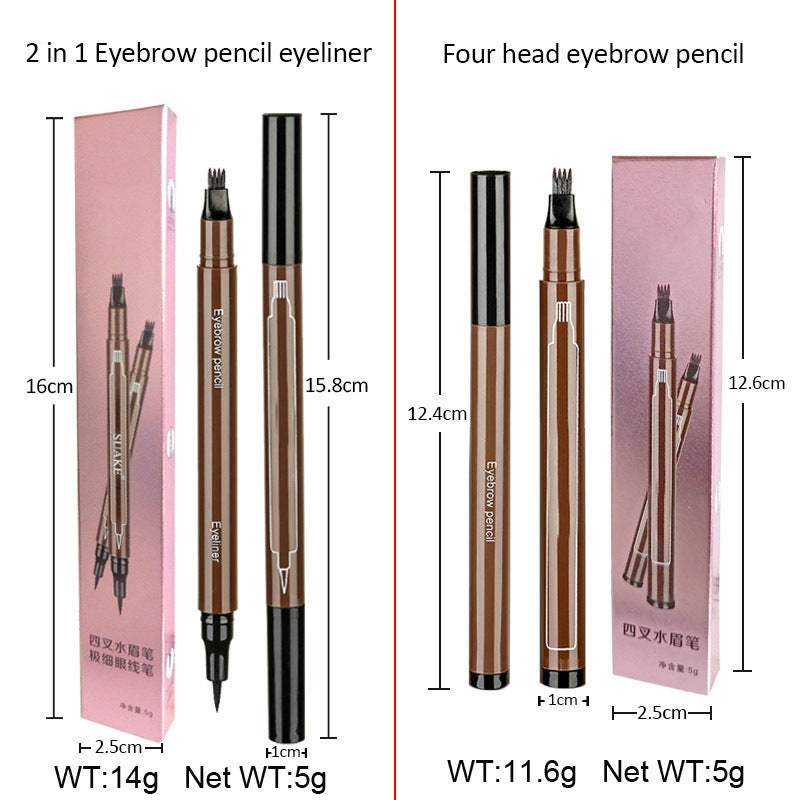 Double-tip eyebrow pencil eyeliner