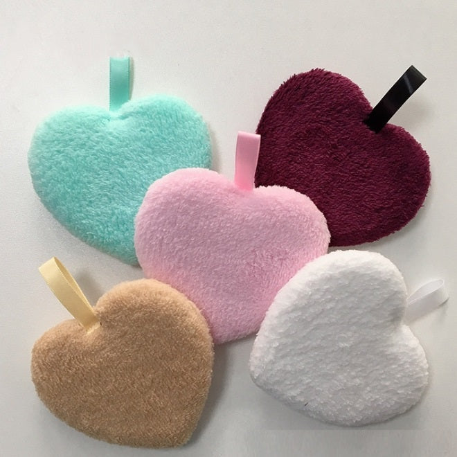 Heart Shaped Solid Color Cleansing Puff Soft Large Face Washing Puff