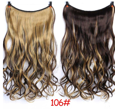 24" Invisible Wire No Clips In Hair Extensions Secret Fish Line Hairpieces Synthetic Straight Wavy Hair Extensions