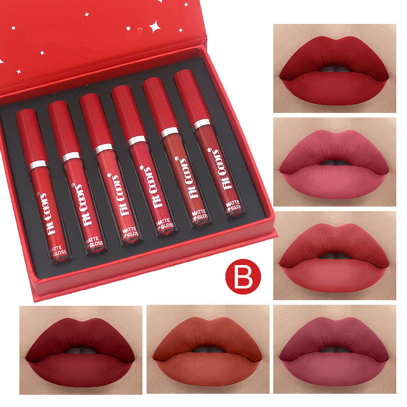 Matte Non Stick Cup 6 Lips Gift Box Set Matte Velvet Liquid Lipstick