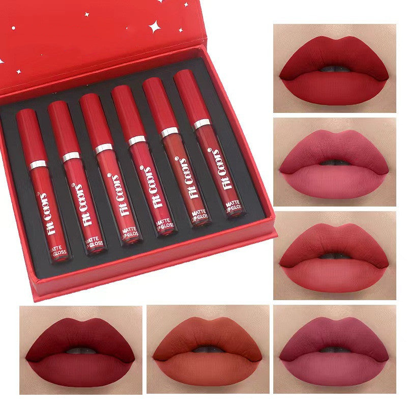 Matte Non Stick Cup 6 Lips Gift Box Set Matte Velvet Liquid Lipstick