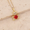 Copper Micro Inlaid Zircon Bear Love Gem Necklace