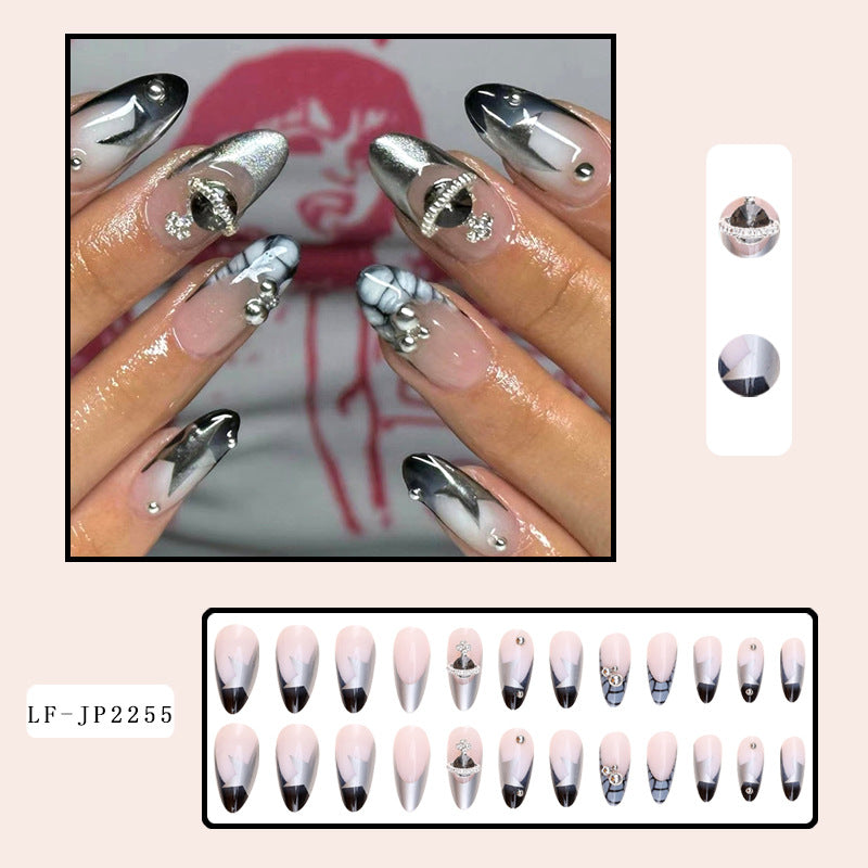 Wear Nail Tip French Silver Powder XINGX Queen Mother Rhinestone Nails Patch Nail Stickers