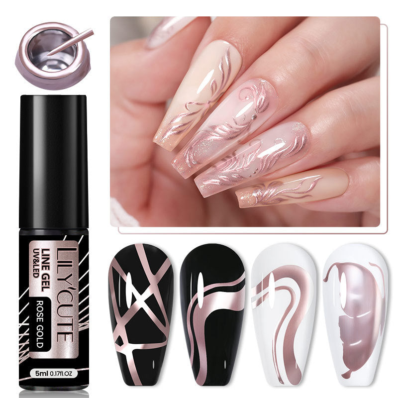 Metal Painted Cable Gel Nail Polish Nail Art Cable Adhesive Hoy Side Silver Phototherapy Metalic Glue