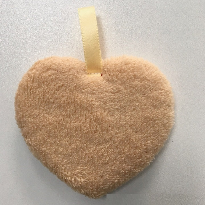 Heart Shaped Solid Color Cleansing Puff Soft Large Face Washing Puff