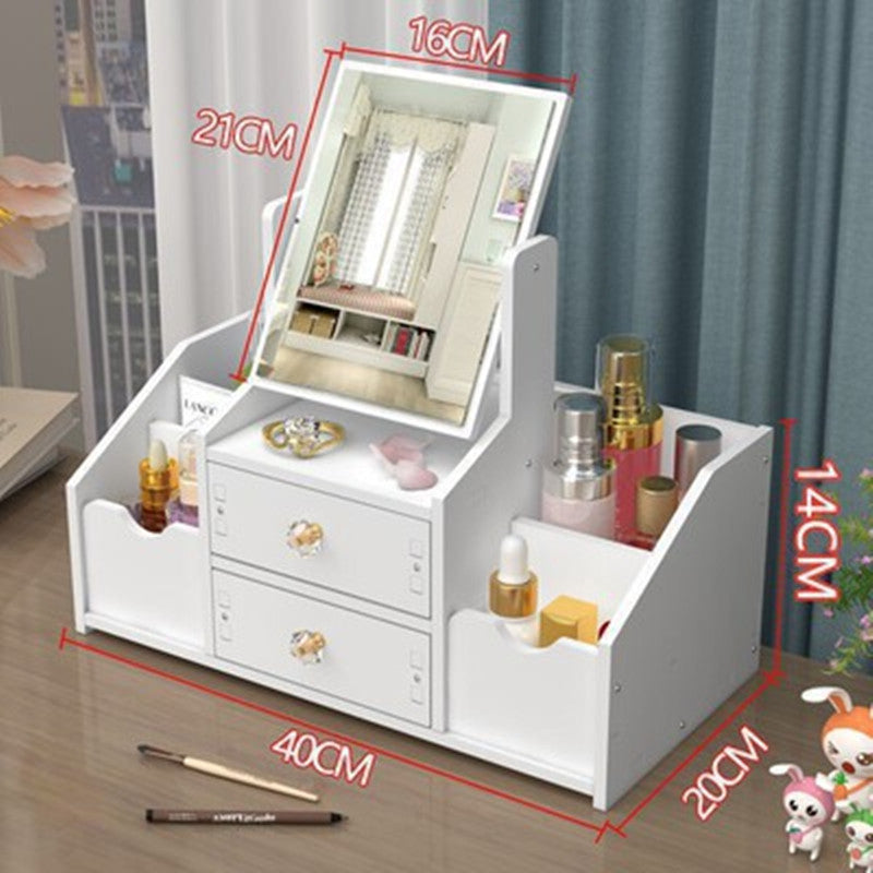 Desktop Dressing Table Cosmetics Storage Box Household Drawer Cosmetic Mirror