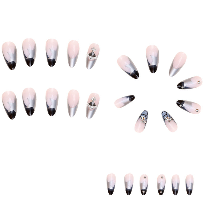 Wear Nail Tip French Silver Powder XINGX Queen Mother Rhinestone Nails Patch Nail Stickers